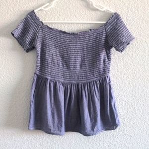 Old Navy Denim Off the Shoulder tufted baby doll top